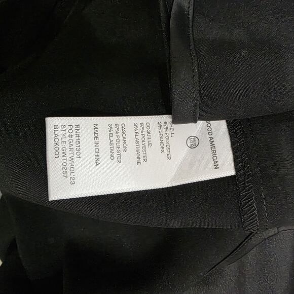 Good American Black Rhinestone Button Satin Oversized Shirt Size XXS/XS $159 - Picture 6 of 7